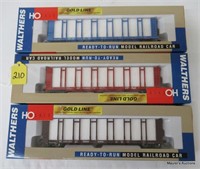 3 Walthers Pulpwood Flat Cars, OB