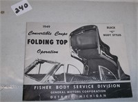 1949 Convertible Coupe Folding Top Booklet