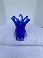 Blue Stained Glass Flower Pot