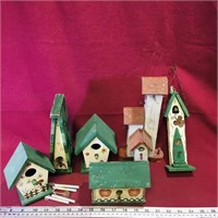 Lot Of 6 Primitive Decor Birdhouses