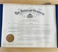 1912 Georgia JC Watts Military appointed document