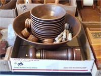 WOOD LOOK PLASTIC BOWL SET, OTHER