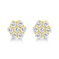 14k Gold .54ct Diamond Floral Cluster Earrings