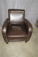 29" pleather Brown Side Arm Chair