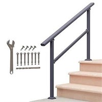 Handrail for Outdoor 3 Steps, Black Wrought Iron