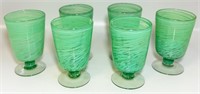 GREAT SET OF HAND BLOWN GLASS SWIRL GOBLETS