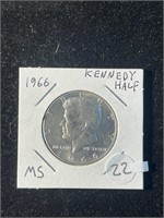 MS Grade 1966 Silver Kennedy Half Dollar