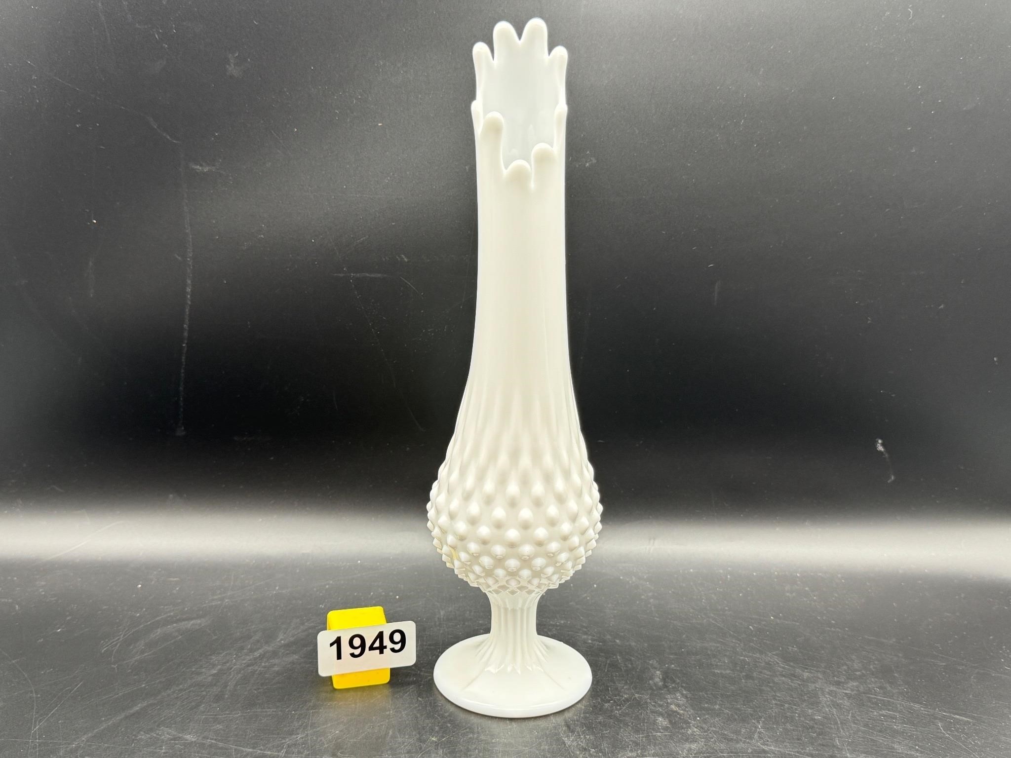 13" fenton Hobnail Pedestal Swung Vase