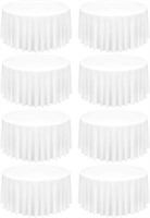 8 Pack White Round Tablecloth 120 Inch Circle