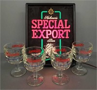 4 vintage Hamm's Beer glasses & Special Export