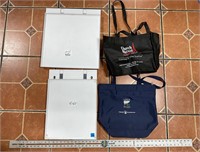 Two Plastic Cabinet Pull Outs and Tote Bags