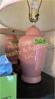 Pair of pink lamps with shades