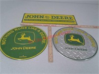 3 John Deere farm tractor metal signs