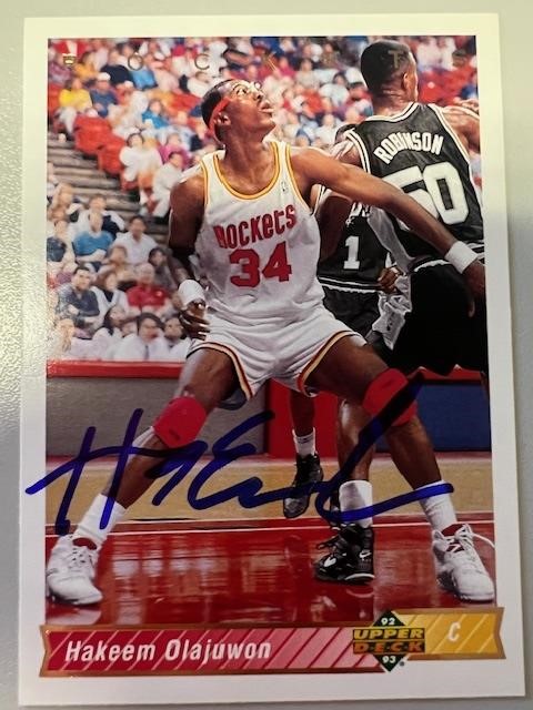 Rockets Hakeem Olajuwon Signed Card COA