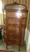 Quarter sawn oak curved glass china cabinet 1