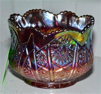 Carnival glass bowl 5" t x 6" w