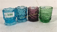 Lot of 4 Colored Candle Holders