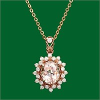 $ 3900 2.67 Ct Morganite .70 Ct Diamond Necklace