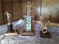 Lot of 3 vintage bowling trophies