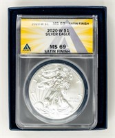 Coin 2020-W Silver Eagle Satin Finish-ANACS-MS69