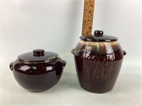 1970s McCoy pottery brown drip glaze cookie jar.