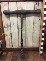 Antique wooden handle hand drill