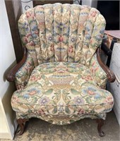 Vintage Upholstered Wooden Arm Chair