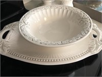Ceramic bowl with serving tray