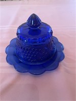 Cobalt blue cheese or butter dish