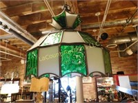 hanging light, green / white, leaded stained glass
