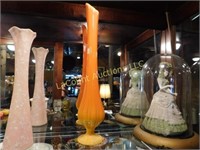 orange glass vase, 16"
