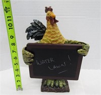 12" Rooster Holding Message Board