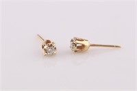 Pair of 14kt Yellow Gold Diamond Stud Earrings