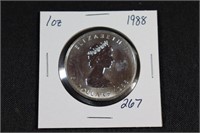 1988 Canadian Maple Leaf 1oz .9999 Silver Coin