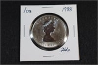 1988 Canadian Maple Leaf 1oz .9999 Silver Coin