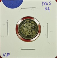 1865 Three Cent Nickel VF