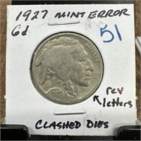 1927 BUFFALO NICKEL CLASHED DIES