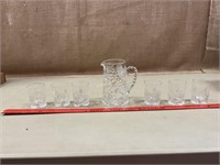 Glass Pitcher and Cups