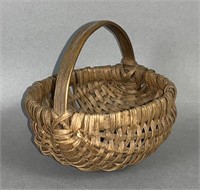 Miniature oak splint melon-shaped egg basket ca.