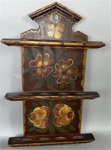 Dutch-type paint decorated spoon rack ca. 19th