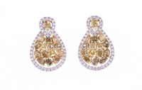Fancy Yellow Diamond & 14k White Gold Earrings