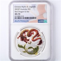 2023 Red Dragon & Koi NGC MS70 Silver 1oz