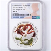 2023 Red Dragon & Koi NGC MS70 Silver 1oz