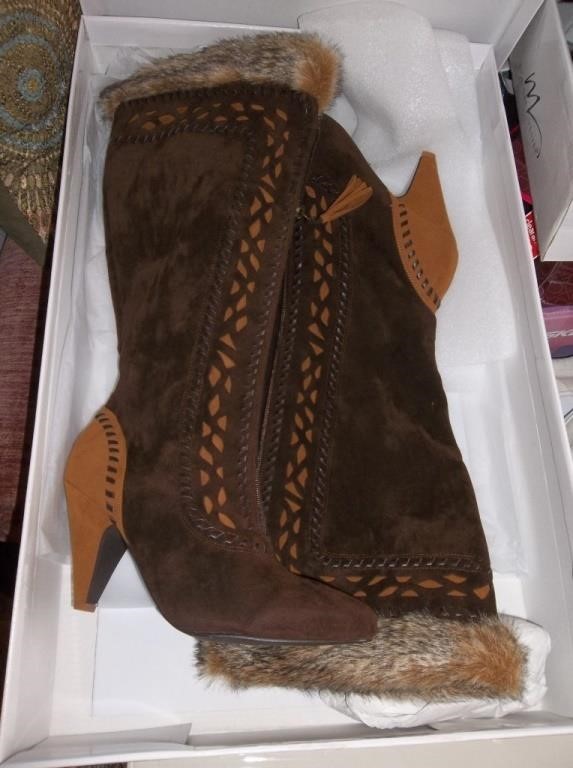 New Suede Fur Trimmed Zip Boots