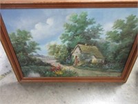 Oil painting on canvas in nice carved frame