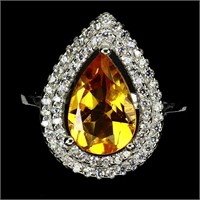 Pear Citrine 12x8mm Simulated Cz Gemstone 925 Ster