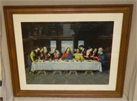 Oak Framed "The Last Supper" Lithograph.