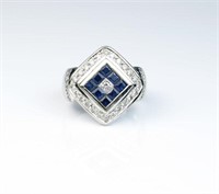 Striking Fine Sapphire & Diamond Ring