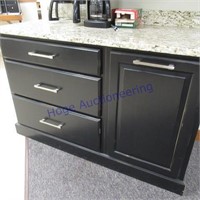 Granit counter top unit w/trash bin, 4 pull out dr
