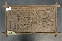 Cast iron Moose Lake Lodge sign 9"
